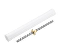 sourcing map 1Pcs 150mm Tr8x2 Lead Screw with Brass Nut (Acme Thread, 2mm Pitch, 1 Starts, 2mm Lead), 304 Stainless Steel Screw Bar Printer Upgrade Parts with Plastic Packaging Tube, Silver