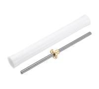 sourcing map 1Pcs 200mm Tr8x8 Lead Screw with Brass Nut (Acme Thread, 2mm Pitch, 4 Starts, 8mm Lead), 304 Stainless Steel Screw Bar Printer Upgrade Parts with Plastic Packaging Tube, Silver