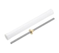 sourcing map 1Pcs 250mm Tr8x8 Lead Screw with Brass Nut (Acme Thread, 2mm Pitch, 4 Starts, 8mm Lead), 304 Stainless Steel Screw Bar Printer Upgrade Parts with Plastic Packaging Tube, Silver