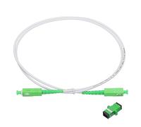 sourcing map 1Pcs 3.3Ft Single Mode Simplex OS2 Armored Fiber Optic Patch Cable LSZH SC/APC-SC/APC Jumper Optical White for Fiber Optic LAN Networks with Adapter
