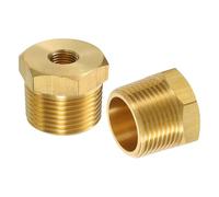 sourcing map 1Pcs 3/4 BSPT Male x 1/8 NPT Female Brass Reducer Hex Bushing Threaded Pipe Hose Fitting, Brass Threaded Pipe Fitting Adapter for Water, Gas, Oil Pipeline Systems