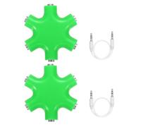 sourcing map 1Pcs 3.5mm Multi Headphone Splitter with 3.5mm AUX Cable, 1 Male to 5 Port Female Headphone Audio Jack Splitter Adapter for Stereo Earphone Cable Convert Headset, Green