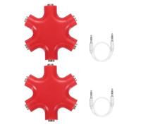 sourcing map 1Pcs 3.5mm Multi Headphone Splitter with 3.5mm AUX Cable, 1 Male to 5 Port Female Headphone Audio Jack Splitter Adapter for Stereo Earphone Cable Convert Headset, Red