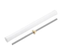 sourcing map 1Pcs 300mm Tr8x2 Lead Screw with Brass Nut (Acme Thread, 2mm Pitch, 1 Starts, 2mm Lead), 304 Stainless Steel Screw Bar Printer Upgrade Parts with Plastic Packaging Tube, Silver