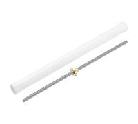 sourcing map 1Pcs 360mm Tr8x8 Lead Screw with Brass Nut (Acme Thread, 2mm Pitch, 4 Starts, 8mm Lead), 304 Stainless Steel Screw Bar Printer Upgrade Parts with Plastic Packaging Tube, Silver