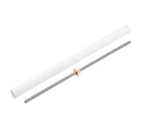 sourcing map 1Pcs 400mm Tr8x8 Lead Screw with Brass Nut (Acme Thread, 2mm Pitch, 4 Starts, 8mm Lead), 304 Stainless Steel Screw Bar Printer Upgrade Parts with Plastic Packaging Tube, Silver