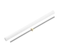 sourcing map 1Pcs 430mm Tr8x8 Lead Screw with Brass Nut (Acme Thread, 2mm Pitch, 4 Starts, 8mm Lead), 304 Stainless Steel Screw Bar Printer Upgrade Parts with Plastic Packaging Tube, Silver