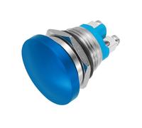 sourcing map 1PCS 5A 250V AC 16mm 5/8" Momentary Mushroom Head Push Button Switch Blue 1NO Waterproof IP65 SPST Installing Domed Round 2 Screw Foot Switch