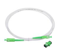 sourcing map 1Pcs 6.6Ft Single Mode Simplex OS2 Armored Fiber Optic Patch Cable LSZH SC/APC-SC/APC Jumper Optical White for Fiber Optic LAN Networks with Adapter