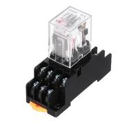 sourcing map 1Pcs AC 110V Electromagnetic Power Relay, 14-Pin 3A Power Coil Relay with LED Indicator and Socket Base DPDT 4NO 4NC - MY4NJ for Industrial, Home Appliances and DIN Rail System