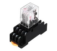 sourcing map 1Pcs AC 12V Electromagnetic Power Relay, 14-Pin 3A Power Coil Relay with LED Indicator and Socket Base DPDT 4NO 4NC - MY4NJ for Industrial, Home Appliances and DIN Rail System