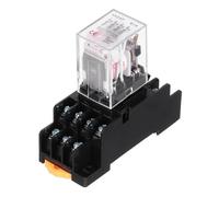 sourcing map 1Pcs AC 24V Electromagnetic Power Relay, 14-Pin 3A Power Coil Relay with LED Indicator and Socket Base DPDT 4NO 4NC - MY4NJ for Industrial, Home Appliances and DIN Rail System