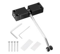 sourcing map 1Pcs Automatic Spring Door Closers, 304 Stainless Steel Surface Mount Silent Pulley Gate Closer, Adjustable Safety Door Self-Closing Hinge for Residential, Commercial Use, Black