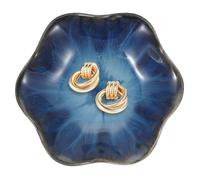 sourcing map 1Pcs Ceramics Jewelry Plate, Lotus Leaf Shape Key Holder Bowl for Entryway Table Decor Small Ring Tray Dish Gift for Women Girlfriend, Blue