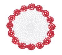 sourcing map 1Pcs Crochet Doilies Handmade Tray Doilies 8.2" Round Cloth Placemats Lace Coasters for Crafts, Daily Use, Festivals, Home Decoration, White, Red