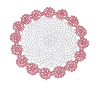sourcing map 1Pcs Crochet Doilies Handmade Tray Doilies 8.2" Round Cloth Placemats Lace Coasters for Crafts, Daily Use, Festivals, Home Decoration, White, Water Red