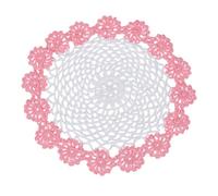 sourcing map 1Pcs Crochet Doilies Handmade Tray Doilies 8.2" Round Cloth Placemats Lace Coasters for Crafts, Daily Use, Festivals, Home Decoration, White, Pink
