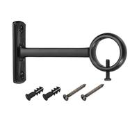 sourcing map 1Pcs Curtain Rod Brackets, Drapery Hanging Rod Holders Wall Bracket Hook Wall Mount for Home Office, Black