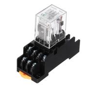 sourcing map 1Pcs DC 12V Electromagnetic Power Relay, 14-Pin 3A Power Coil Relay with LED Indicator and Socket Base DPDT 4NO 4NC - MY4NJ for Industrial, Home Appliances and DIN Rail System