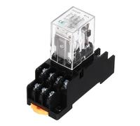 sourcing map 1Pcs DC 24V Electromagnetic Power Relay, 14-Pin 3A Power Coil Relay with LED Indicator and Socket Base DPDT 4NO 4NC - MY4NJ for Industrial, Home Appliances and DIN Rail System