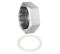 sourcing map 1pcs Hex End Cap 304 Stainless Steel Nut with Washer, PT 2" Female Thread Pipe Fitting, Gas Line Water Line Stop Valve Cap Tubing Ends for Plumbing Fittings, Silver Tone