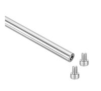 sourcing map 1Pcs Linear Motion Rod Shaft Guide, 8 x 350mm/0.31 x 13.78 in Case Hardened Chrome Plated End Hollow Linear Steel Rods with Screws 4mm Inner Hole Dia for 3D Printer, CNC Machine