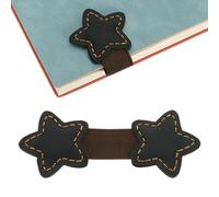 sourcing map 1pcs Magnetic Bookmarks, Star Shape Leather Magnetic Bookmark Double-Sided Magnetic Retro Bookmark Text Book Marker Clip for Book Lovers Teacher, Black