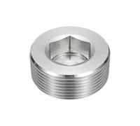 sourcing map 1Pcs Male Thread Socket Pipe Plug, NPT 1-1/2" Stainless Steel Internal Hex Thread Pipe Caps for Pipe Fitting and Sealing, Silver