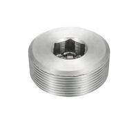 sourcing map 1Pcs Male Thread Socket Pipe Plug, NPT 2" Stainless Steel Internal Hex Thread Pipe Caps for Pipe Fitting and Sealing, Silver