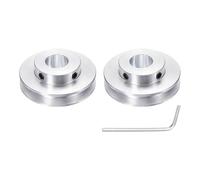 sourcing map 1Pcs Single Groove Pulley, 15mm Fixed Bore 50mm Outer Diameter Aluminum Alloy Mechanical Belt Pulley with Hex Wrench for 6mm PU Round Belt