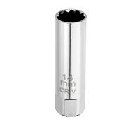 sourcing map 1pcs Spark Plug Socket Set 3/8" Drive 14mm Swivel 12 Point Thin Wall Spark Plug Socket CR-V Steel, Bright Silver