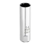 sourcing map 1pcs Spark Plug Socket Set 3/8" Drive 14mm Swivel Magnetic 12 Point Thin Wall Spark Plug Socket CR-V Steel, Bright Silver