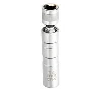 sourcing map 1pcs Spark Plug Socket Set 3/8" Drive 14mm Swivel Magnetic 12 Point Thin Wall Spark Plug Socket with 360 Degree Swivel CR-V Steel, Silver