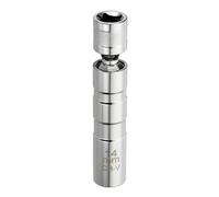 sourcing map 1pcs Spark Plug Socket Set 3/8" Drive 14mm Swivel Magnetic 12 Point Thin Wall Spark Plug Socket with 360 Degree Swivel CR-V Steel, Bright Silver