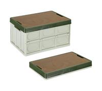 sourcing map 1Pcs Storage Bins with Lids, 26.4 Quart Collapsible Storage Bin with Handles Folding Box Stackable Storage Bin for Camping, Car, RV, Home and Office(Light Green)