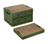 sourcing map 1Pcs Storage Bins with Lids, 26.4 Quart Collapsible Storage Bin with Handles Folding Box Stackable Storage Bin for Camping, Car, RV, Home and Office(Dark Green)