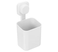 sourcing map 1Pcs Suction Toothbrush Holder, 4" x 8" Wall Mounted Shower Caddy Organizer Cup for Tooth Brush, Toothpaste, Razors in Bathroom, Kitchen(White)