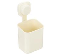 sourcing map 1Pcs Suction Toothbrush Holder, 4" x 8" Wall Mounted Shower Caddy Organizer Cup for Tooth Brush, Toothpaste, Razors in Bathroom, Kitchen(Cream White)