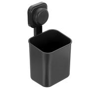 sourcing map 1Pcs Suction Toothbrush Holder, 4" x 8" Wall Mounted Shower Caddy Organizer Cup for Tooth Brush, Toothpaste, Razors in Bathroom, Kitchen(Black)