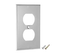 sourcing map 1Pcs Switch Plate Covers, Decorative Stainless Steel Outlet Cover, Paintable Electrical Wall Plug Light Switches Panel for Bathroom, Bedroom, Office, Silver (Duplex)