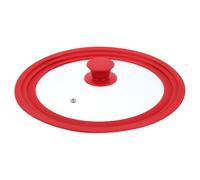 sourcing map 1Pcs Universal Lid for Pot Fit 9.5, 10, 11 Inch Diameter Cookware, Replacement Pan Lids with Heat Resistant Silicone Rim, Steam Vent Pan Lid for Pots, Frying Pans, Skillets, Red