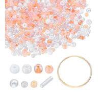 sourcing map 1Set Glass Seed Beads, 1.5-4.5mm Small Embroidery Bugle Beads Assorted Tube Bead Loose Kit for Jewelry Making DIY Craft Beading Bracelets Necklace Earring (Cream)