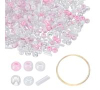 sourcing map 1Set Glass Seed Beads, 1.5-4.5mm Small Embroidery Bugle Beads Assorted Tube Bead Loose Kit for Jewelry Making DIY Craft Beading Bracelets Necklace Earring (Light Pink)