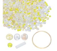 sourcing map 1Set Glass Seed Beads, 1.5-4.5mm Small Embroidery Bugle Beads Assorted Tube Bead Loose Kit for Jewelry Making DIY Craft Beading Bracelets Necklace Earring (Clear Gold)