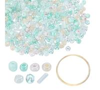 sourcing map 1Set Glass Seed Beads, 1.5-4.5mm Small Embroidery Bugle Beads Assorted Tube Bead Loose Kit for Jewelry Making DIY Craft Beading Bracelets Necklace Earring (Turquoise)