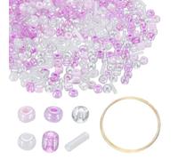 sourcing map 1Set Glass Seed Beads, 1.5-4.5mm Small Embroidery Bugle Beads Assorted Tube Bead Loose Kit for Jewelry Making DIY Craft Beading Bracelets Necklace Earring (Lilac)