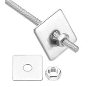 sourcing map 1Set M3x400mm Fully Threaded Rod, 304 Stainless Steel Threaded Rods Bar Studs Right Hand Threads with Nut Square Washer for Structural Anchoring Fastening Screw