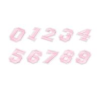 sourcing map 1Set Number Patches Embroidered Decorative Repair Patches Iron on Patches Sew On Embroidered Applique Patches 0-9 Light Pink 2" Height for Clothes, Shoes, Hats, Backpacks, DIY