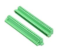 sourcing map 1Set PCB Terminal Block, 300V 10A Male&Female 24 Pin 5.08mm Distance PCB Screw Mount Terminal Block Connector 132 x 15 x 29 mm for Electronic Projects, Green