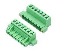 sourcing map 1Set PCB Terminal Block, 300V 10A Male&Female 7 Pin 5.08mm Distance PCB Screw Mount Terminal Block Connector 45 x 15 x 29 mm for Electronic Projects, Green